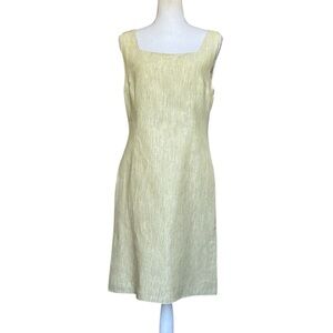 Maria Luisa B. Biella Collezioni Yellow Linen Sleeveless Sheath Dress Size 10
